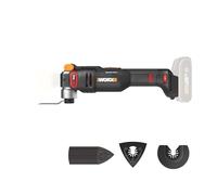 WORX WX698.9 NITRO - Herramienta multifunción inalámbrica 20 V - Para cortar, aserrar, moler, raspar, rascar, sin escobillas - Sistema de fijación universal - 23 accesorios - Se entrega sin batería ni