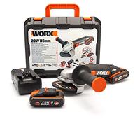 WORX WX800 Amoladora Angular 115mm 20V PowerShare con 2 Baterías 2Ah, para Cortar y Desbastar Metal, Piedra y Obra en Casa o Taller