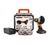 WORX WX801 Mini Amoladora Chopper 20 V Worx, PowerShare, 1 batería 2 Ah, Ajuste rápido del protector de disco, Bloqueo del husil