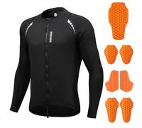 WOSAWE Chaqueta de malla para hombre, con certificación CE, acolchada, con armadura en la espalda, equipo de protección para bicicleta deportiva de verano, Negro -, XX-Large