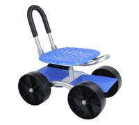 woshapce Asiento de jardín con ruedas, taburete de jardín de altura ajustable con ruedas planas, carrito de jardinería plegable con estante de almacenamiento, silla de trabajo giratoria de 360° para