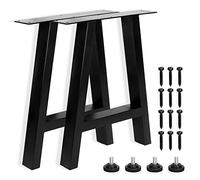 woshapce Patas de mesa de metal de 16 pulgadas, juego de 2 patas de banco industriales resistentes en forma de A, patas de muebles negras, fáciles de instalar, soporta 150 kg (negro)