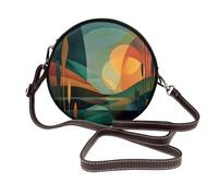 Woshuwo Abstract Art Of Natural Scenery - Bolso cruzado redondo de piel para mujer