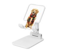Woshuwo Acuarela Happy Golden Retriever Dog Soporte plegable para teléfono celular, ángulo ajustable, altura de escritorio, portátil, compatible con todos los teléfonos inteligentes, estilo blanco