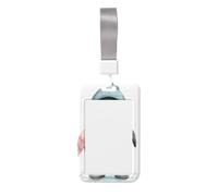 Woshuwo Adorable diseño de pingüino feliz vestido en invierno deslizante para tarjetas de identificación de plástico duro, protector de etiqueta de nombre para enfermeras y oficina