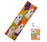Woshuwo Adorables fantasmas blancos flotando en naranja violeta toallas de enfriamiento para cuello y cara, 40 x 12 pulgadas, trapos de sudor fresco, suave, transpirable, toalla de hielo para deportes
