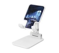 Woshuwo Aula con varios fantasmas, soporte plegable para teléfono celular, ángulo ajustable, altura de escritorio, portátil, compatible con todos los teléfonos inteligentes, estilo blanco