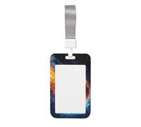 Woshuwo Basketball in Fire - Funda para tarjetas de identificación de plástico duro con diseño de llamas dramáticas, protector de etiqueta de nombre para enfermeras y oficina