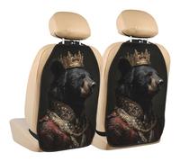 Woshuwo Black Bear In Royal Attire - Protectores de patadas para asiento de coche, 2 unidades con bolsillos de almacenamiento para vehículos para proteger de arañazos de barro y suciedad