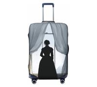 Woshuwo Black Dress Woman Standing by The Window - Fundas elásticas para equipaje de viaje, a prueba de polvo, resistente a los arañazos, protector de maleta de 22 a 24 pulgadas
