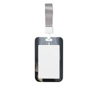 Woshuwo Black Dress Woman Standing by The Window - Soporte para tarjetas de identificación deslizante, plástico duro, protector de etiqueta de nombre para enfermeras y oficina