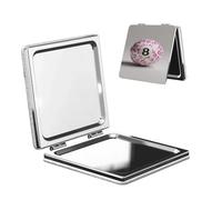 Woshuwo Bola de billar con estampado de leopardo rosa número 8 espejo de maquillaje de viaje de doble cara de piel sintética portátil compacto espejo de aumento de bolsillo