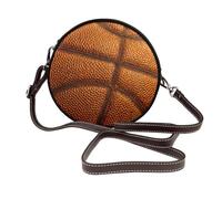 Woshuwo Bolso bandolera redondo de piel con textura de baloncesto naranja para mujer
