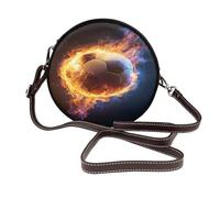 Woshuwo Bolso bandolera redondo de piel para mujer, diseño de pelota de fútbol