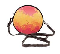 Woshuwo Bolso cruzado redondo de cuero con formas abstractas de fuego y humo para mujer