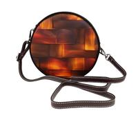 Woshuwo Bolso cruzado redondo de piel con forma de fuego con textura abstracta para mujer