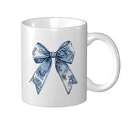 Woshuwo Bonita taza de cerámica con diseño de flores azules chinoiserie, elegante taza de café, taza de agua para el hogar y la oficina, 325 ml