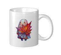 Woshuwo Bonita taza de cerámica con diseño de hoja de arce roja, elegante taza de café para agua y oficina en casa, 325 ml