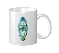 Woshuwo Bonita taza de cerámica con tabla de surf de acuarela, elegante taza de café, taza de agua para casa y oficina, 325 ml