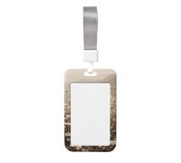 Woshuwo Bonito fantasma en un campo de flores silvestres deslizante, funda de plástico duro para tarjetas de trabajo, protector de nombre para enfermeras y oficina