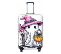 Woshuwo Bonito sombrero de bruja rosa fantasma sosteniendo un palo, fundas elásticas para equipaje de viaje, a prueba de polvo, resistente a los arañazos, protector de maleta de 22 a 24 pulgadas
