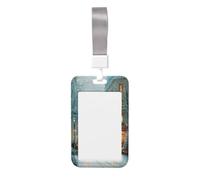 Woshuwo Bookshop in A Street Winter - Soporte deslizante para tarjetas de identificación de plástico duro, protector de etiqueta de nombre para enfermeras y oficina