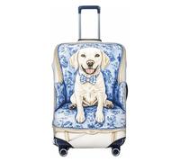 Woshuwo Bowtie Dog On Preppy Blue Chair - Fundas elásticas para equipaje de viaje, a prueba de polvo, resistente a los arañazos, protector de maleta de 22 a 24 pulgadas