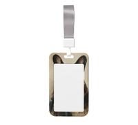 Woshuwo Bulldog francés con bufanda a cuadros deslizante, soporte para tarjetas de identificación de plástico duro, protector de etiqueta de nombre para enfermeras y oficina