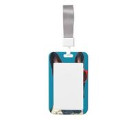 Woshuwo Bulldog francés con gafas de sol rojas, soporte deslizante de plástico duro para tarjetas de trabajo, protector de etiqueta de nombre para enfermeras y oficina