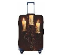 Woshuwo Candelabro espeluznante con tres velas encendidas, fundas elásticas para equipaje de viaje, a prueba de polvo, resistente a los arañazos, protector de maleta de 22 a 24 pulgadas