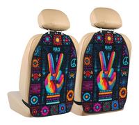 Woshuwo Collage of Various Peace Symbols - Protectores para respaldo de asiento de coche, paquete de 2 alfombrillas con bolsillos de almacenamiento para vehículos para proteger de arañazos de barro y