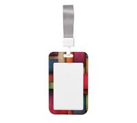 Woshuwo Colorido tablones de madera abstractos deslizantes, portatarjetas de plástico duro para tarjetas de trabajo, protector de etiqueta de nombre para enfermeras y oficina
