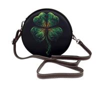 Woshuwo Cool Shamrock - Bolso cruzado redondo de piel para mujer
