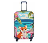 Woshuwo Corgi On Pink Ocean Chair - Fundas elásticas para equipaje de viaje, a prueba de polvo, resistente a los arañazos, para maleta, ajuste de 22-24 pulgadas