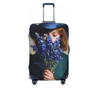 Woshuwo Cowgirl Holding A Bouquet of Blue Flowers - Fundas elásticas para equipaje de viaje, a prueba de polvo, resistente a los arañazos, protector de maleta de 22 a 24 pulgadas