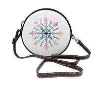 Woshuwo Cozy Snowflake - Bolso cruzado redondo de piel para mujer, diseño de acuarela