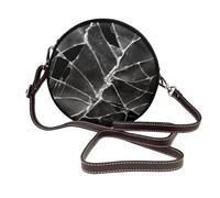 Woshuwo Cracks On Broken Car Glass - Bolso cruzado redondo de cuero para mujer