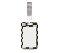 Woshuwo Cuadrados en blanco y negro abstracto a cuadros deslizantes, soporte para tarjetas de identificación de plástico duro, protector de etiqueta de nombre para enfermeras y oficina