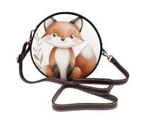 Woshuwo Cute Fox - Bolso cruzado redondo de piel para mujer