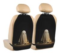 Woshuwo Cute Ghost By Candles - Protectores clásicos de terror para asiento de coche, paquete de 2 alfombrillas con bolsillos de almacenamiento para proteger de la suciedad y arañazos en el barro