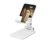 Woshuwo Cute Ghost Doing Laundry - Soporte plegable para teléfono celular, ángulo ajustable, altura de escritorio, portátil, compatible con todos los teléfonos inteligentes, estilo blanco