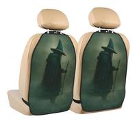 Woshuwo Dark Fantasy Art Old Witch In The Fog - Protectores de asiento de coche, 2 unidades con bolsillos de almacenamiento para proteger de la suciedad, el barro y los arañazos