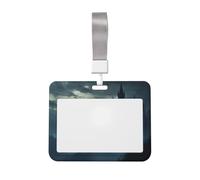 Woshuwo Dark Fantasy - Funda para tarjetas de identificación de plástico duro, diseño de castillo antiguo de montaña sombría, protector de etiqueta de nombre para enfermeras y oficina