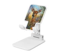 Woshuwo Deer In A Field Of Wildflowers Soporte plegable para teléfono celular, ángulo ajustable, altura de escritorio, portátil, compatible con todos los teléfonos inteligentes, estilo blanco