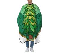 Woshuwo Delantal de corte de pelo con diseño de árbol de Navidad con una estrella dorada, delantal de peluquería para adultos