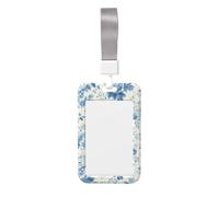 Woshuwo Delicados motivos florales azules sobre blanco deslizante para tarjetas de identificación de plástico duro, protector de etiqueta de nombre para enfermeras y oficina