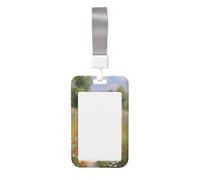 Woshuwo Dirty Path Fields of Poppies Margaritas Hierba alta deslizante ID Badge Holder Hard Plastic Work Card Case Protector de nombre para enfermeras oficina