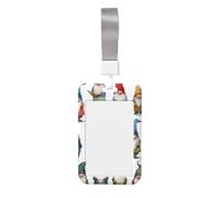 Woshuwo Divertidos gnomos de Navidad en acuarela deslizante para tarjetas de identificación de plástico duro, protector de etiqueta de nombre para enfermeras y oficina
