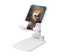 Woshuwo Dog Fantasy Art - Soporte plegable para teléfono celular, ángulo ajustable, altura de escritorio, portátil, compatible con todos los teléfonos inteligentes, estilo blanco