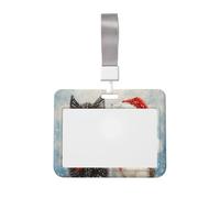 Woshuwo Dos adorables gatos en un invierno nevado deslizante para tarjetas de identificación de plástico duro para tarjetas de trabajo, protector de etiqueta de nombre para enfermeras y oficina